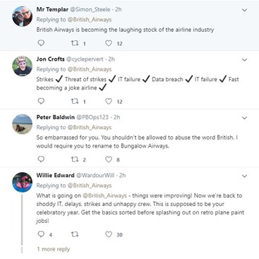 BA Twitter reactions