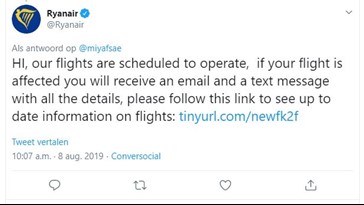 Tweet Ryanair stakingen